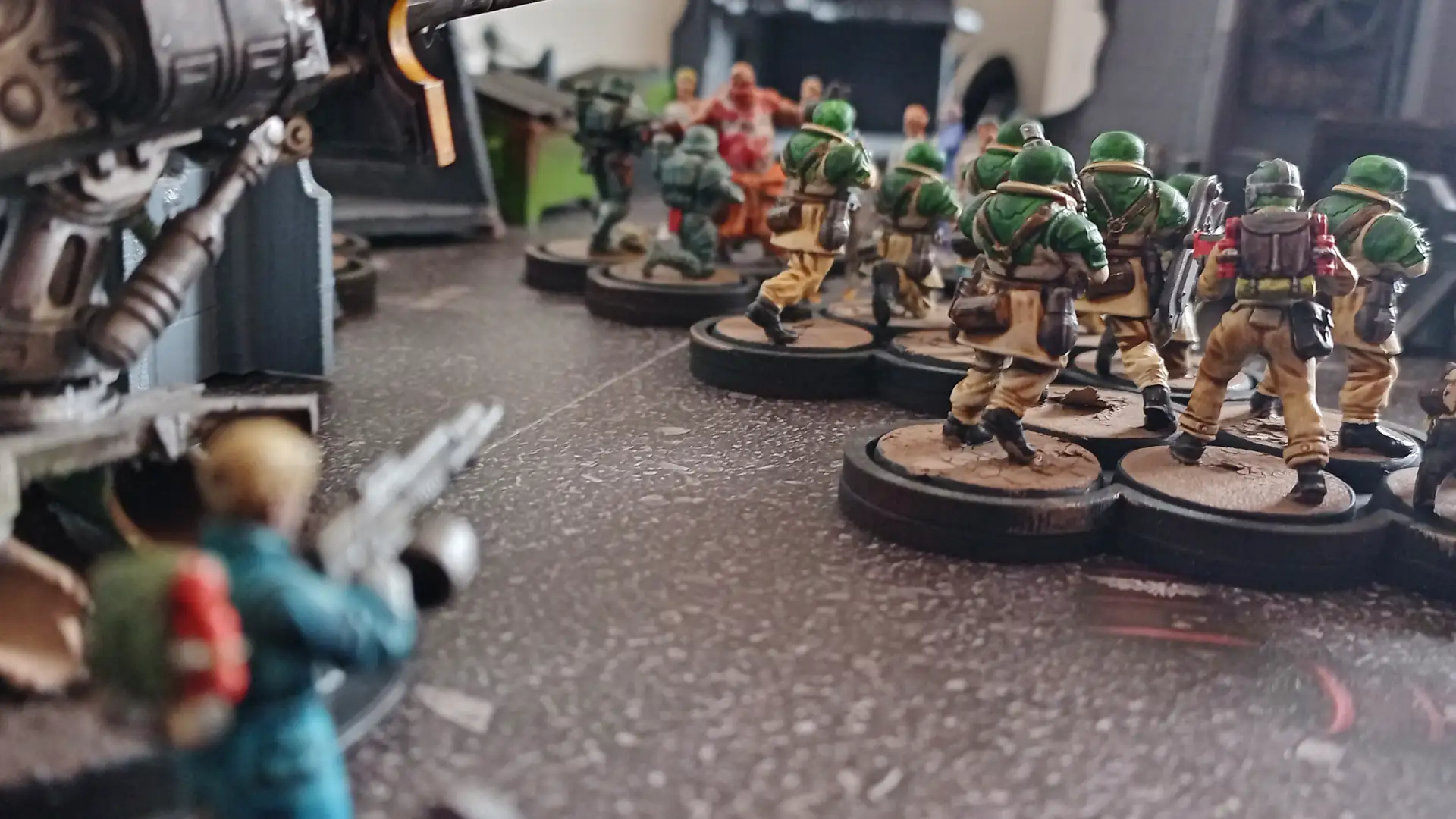 Soldiers desperately try to get past the zombie horde.