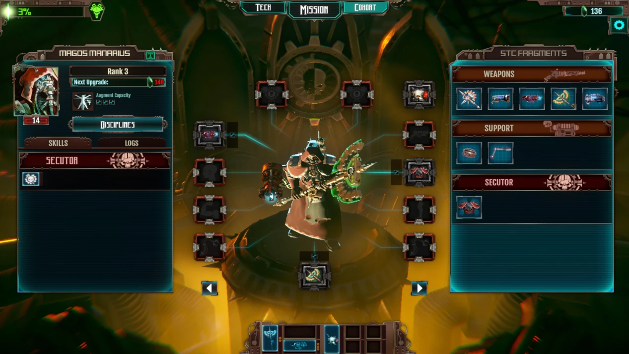 Leveling up in the Mechanicus video game